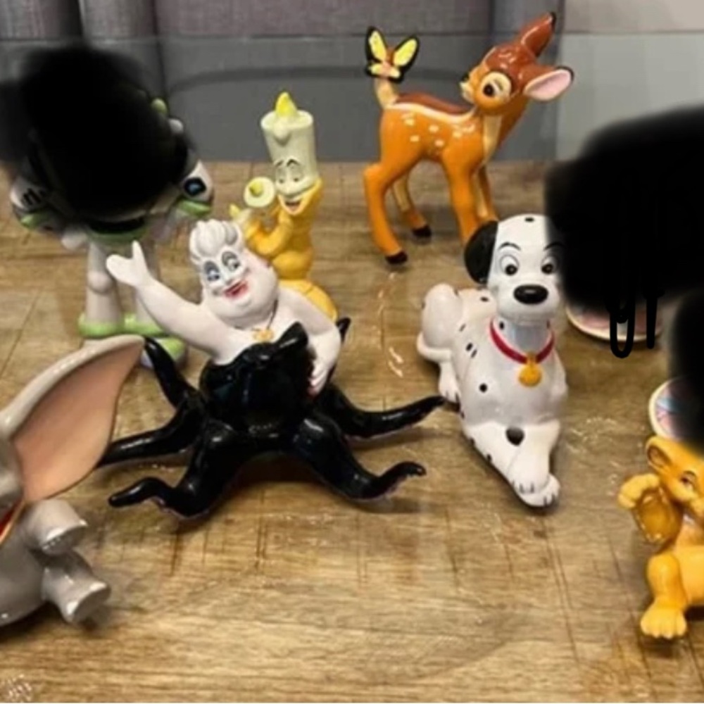 Disney porcelain figures dumbo, buzz, teapot, bambi, mrs potts, etc